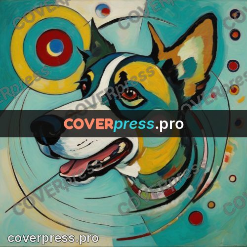 Kandinsky style drawing: dog face with sharp ears