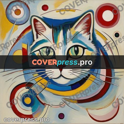 Kandinsky style drawing: cat face with whiskers