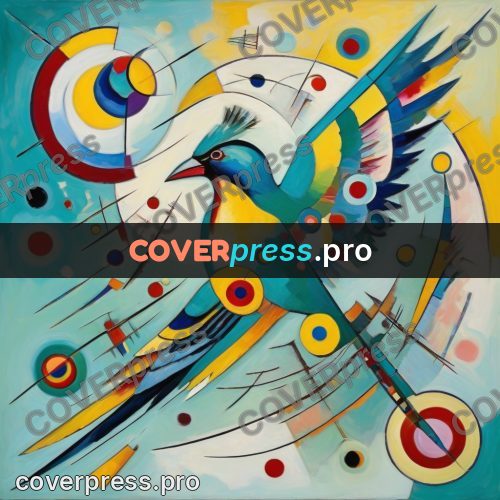 Kandinsky style drawing: bird with a sharp tail