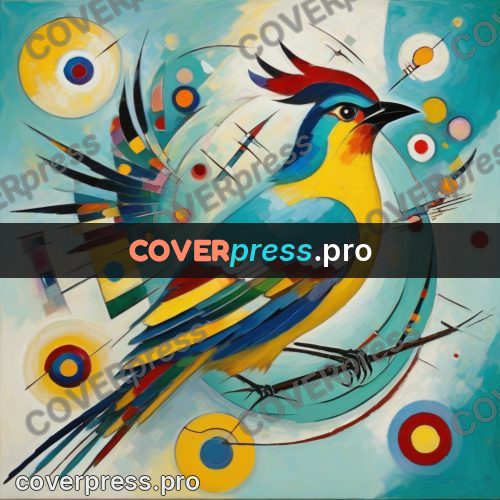 Kandinsky style drawing: bird with a sharp tail