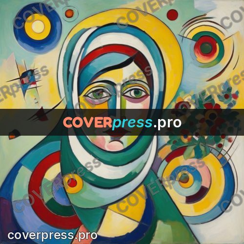 Kandinsky style drawing: woman in a headscarf