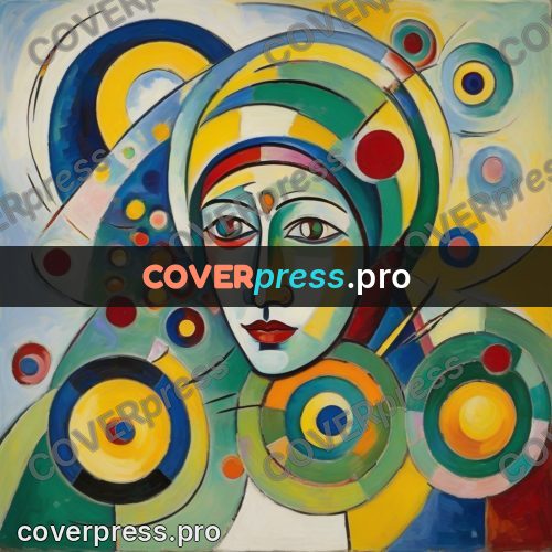 Kandinsky style drawing: woman in a headscarf
