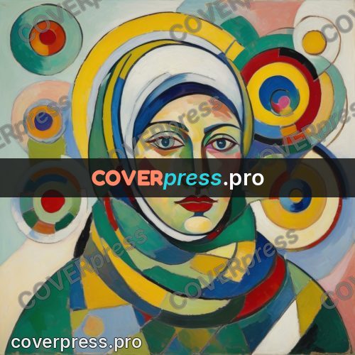 Kandinsky style drawing: woman in a headscarf