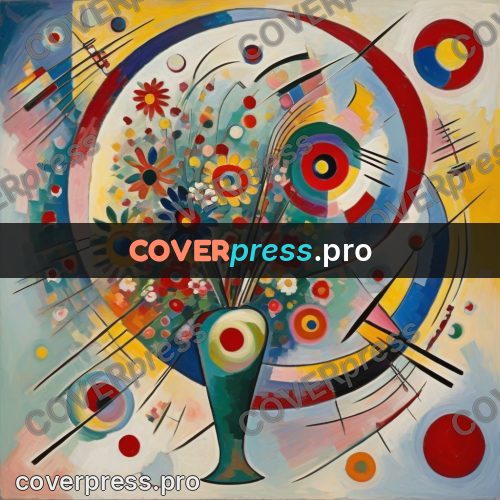 Kandinsky style drawing: bouquet in a vase