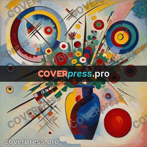 Kandinsky style drawing: bouquet in a vase