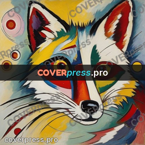 Kandinsky style drawing: fox face head on