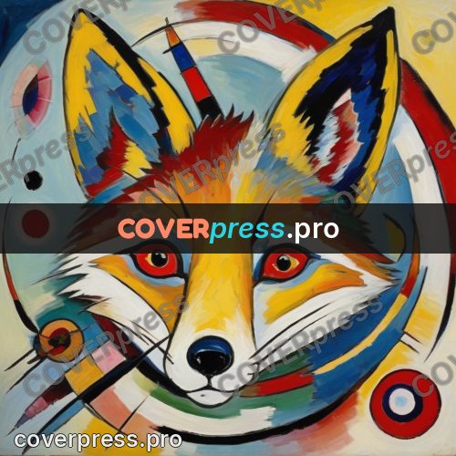 Kandinsky style drawing: fox face head on