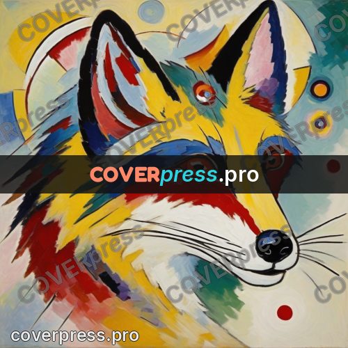 Kandinsky style drawing: fox face head on