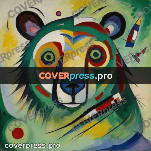 Kandinsky style drawing: bear head facing forward