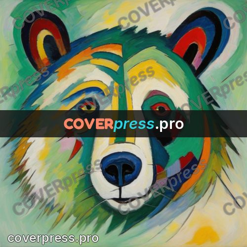 Kandinsky style drawing: bear head facing forward