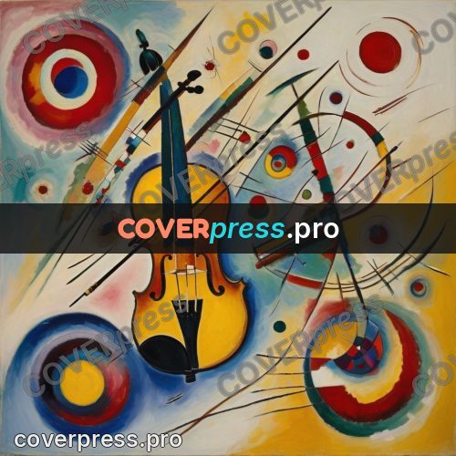 Kandinsky style drawing: violin among circles