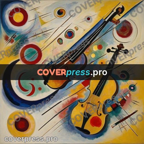 Kandinsky style drawing: violin among circles