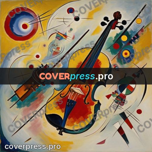 Kandinsky style drawing: violin among circles