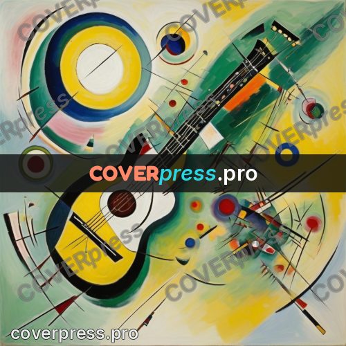 Kandinsky style drawing: guitar among circles