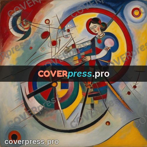 Kandinsky style drawing: large circles with arcs