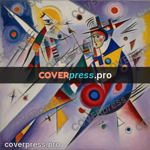 Kandinsky style drawing: figure in a long dress