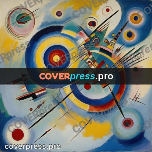 Kandinsky style drawing: circles and thin rays