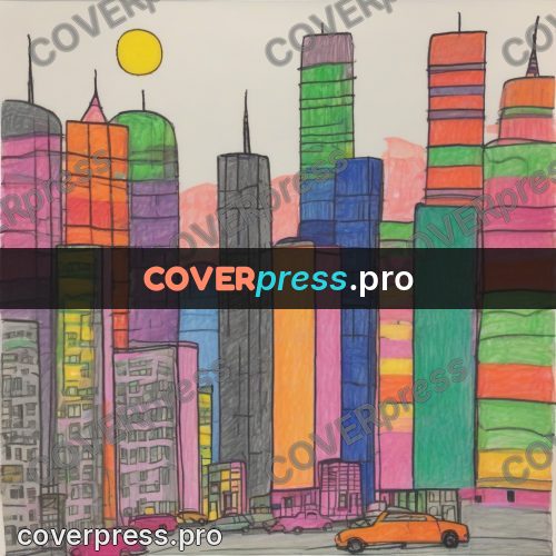 Children's illustration: coloured city towers