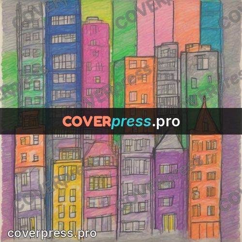 Children's illustration: coloured city towers