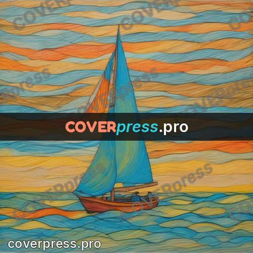 Children's illustration: sailboat on a wavy sea