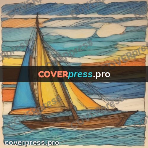 Children's illustration: sailboat on a wavy sea