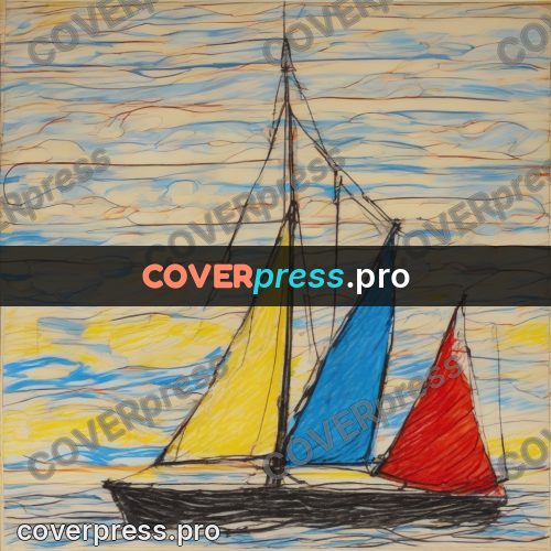 Children's illustration: boat under sails on water