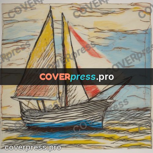 Children's illustration: boat under sails on water