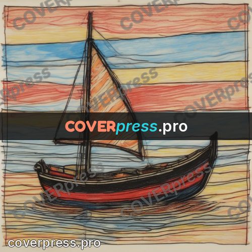 Children's illustration: boat under sails on water