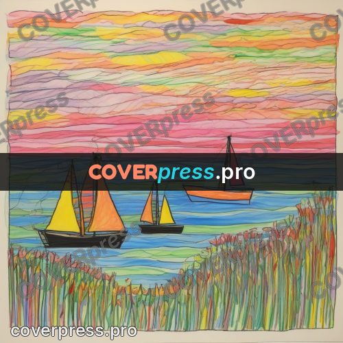 Children's illustration: small sailboats out at sea