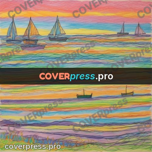 Children's illustration: small sailboats out at sea