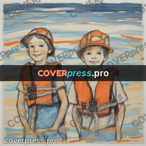 Children's illustration: children in life jackets
