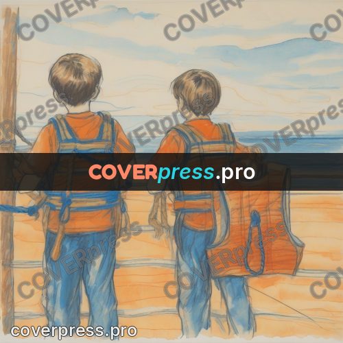 Children's illustration: children in life jackets