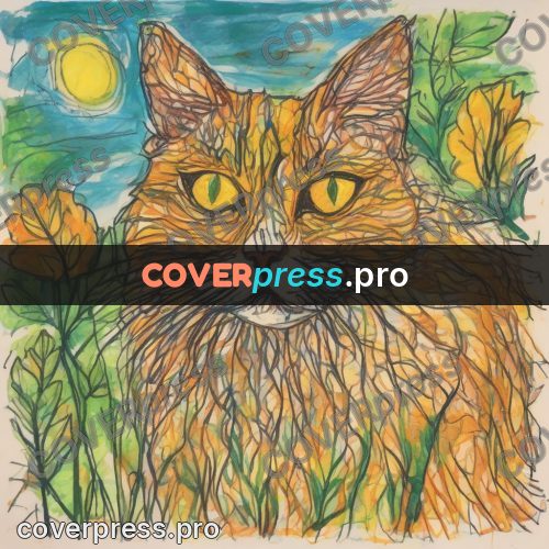 Children's illustration: face of a ginger cat