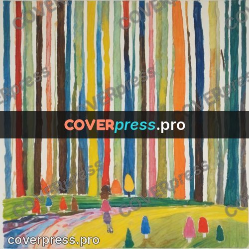 Children's illustration: colourful forest with a path