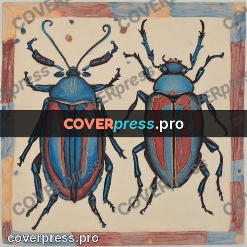 Children's illustration: beetles on a sandy ground