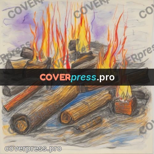 Children's illustration: fire built from logs