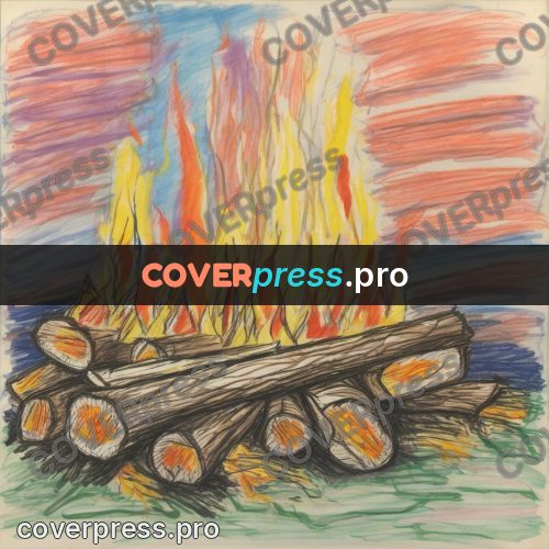 Children's illustration: fire built from logs