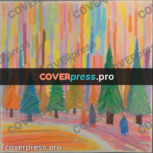 Children's illustration: forest of coloured trunks