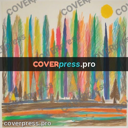 Children's illustration: forest of coloured trunks