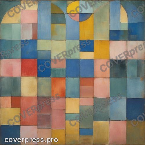 В стиле Клее. Квадраты: поле рукописных цветных квадратов маслом по грубому холсту