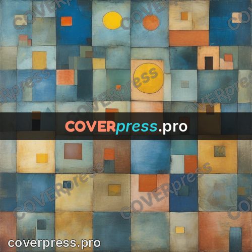 Paul Klee style artwork: sun above a tile grid