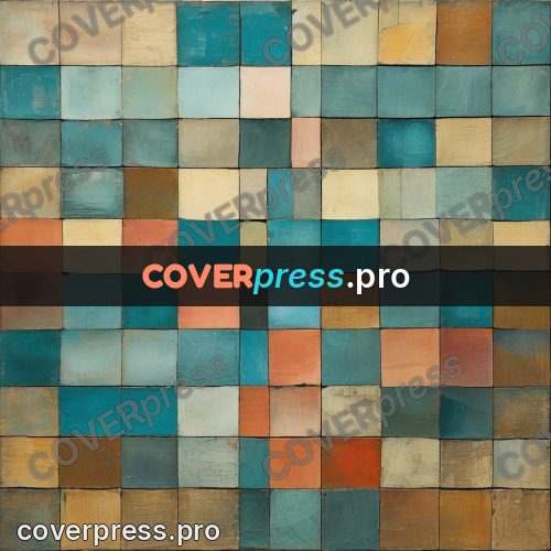 Paul Klee style artwork: tile grid in turquoise tones