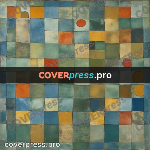 Paul Klee style artwork: tile grid with bright patches