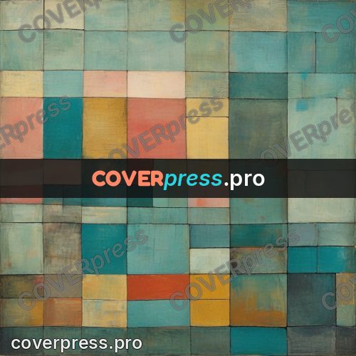 Paul Klee style artwork: pink and turquoise tiles