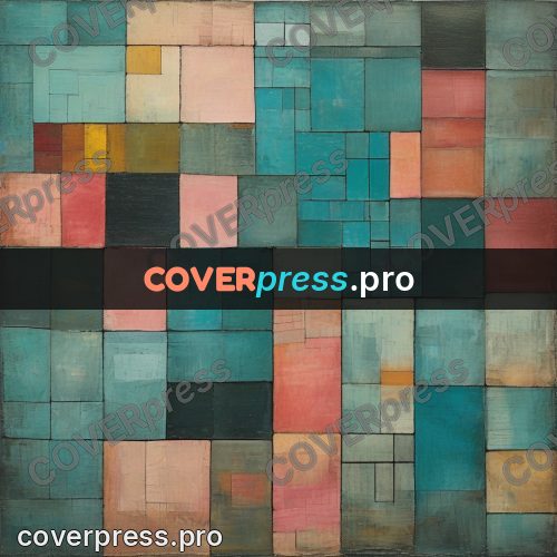 Paul Klee style artwork: pink and turquoise tiles