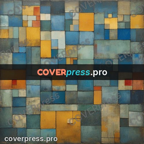 Paul Klee style artwork: blue tiles with yellow inserts