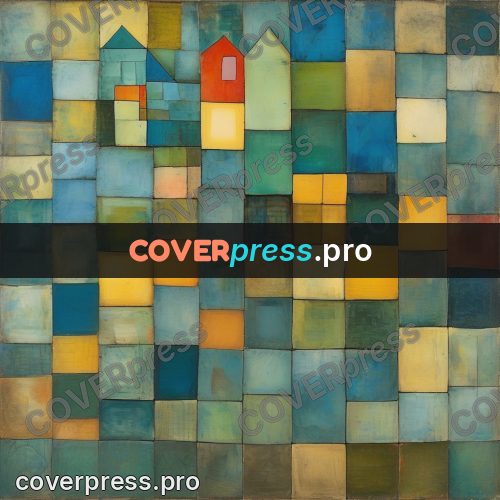 Paul Klee style artwork: little houses among tiles