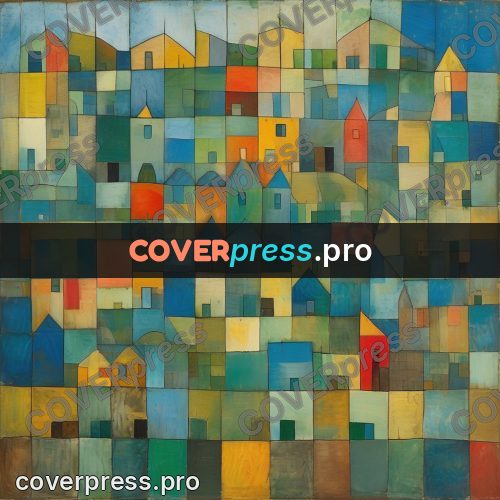 Paul Klee style artwork: little houses among tiles