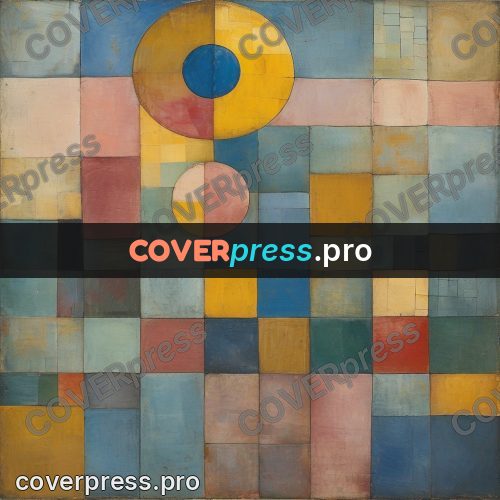 Paul Klee style artwork: circles above a tile grid