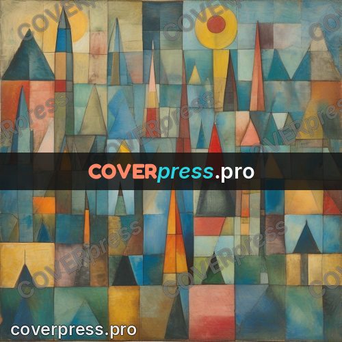 Paul Klee style artwork: towers with spires from tiles